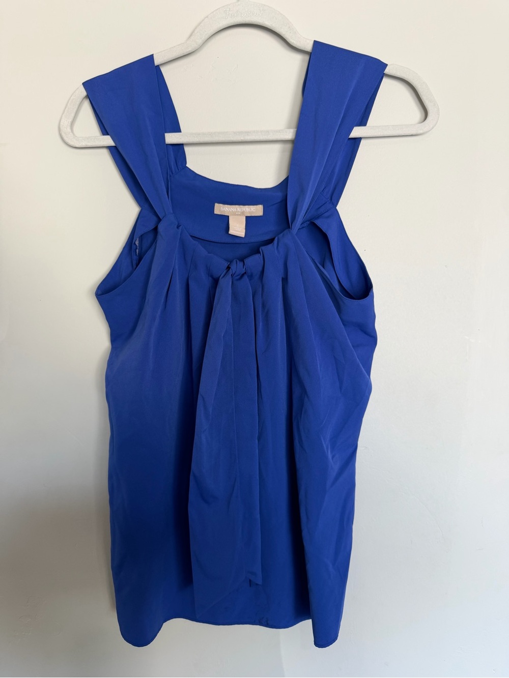 Banana Republic Royal Blue Tie Neck Sleeveless Blouse Small